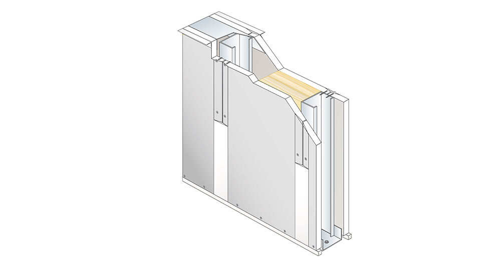 Cloison PRÉGYMÉTAL D120/84 S SOLIDROC AIR® - EI60 - 49dB - M84-35 - Isolant